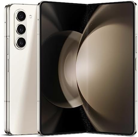 SAMSUNG Galaxy Z Fold 5 Cell Phone， Factory Unlocked Android Smartphone， 256GB， Big 7.6” Screen for Streaming， Gaming， Dual App View， One-Hand Control， Hands-Free Use， US Version， 2023， Cream