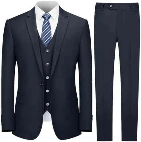 Cooper & Nelson Men’s Suit Slim Fit， 3 Piece Suits for Men， One Button Solid Jacket Vest
